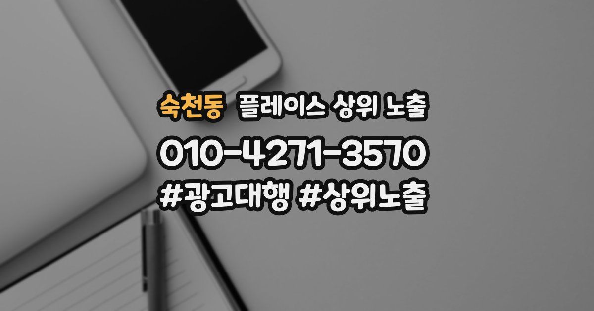 숙천동 플레이스 상위 노출