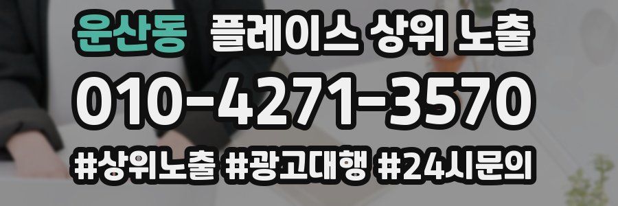 운산동 플레이스 상위 노출