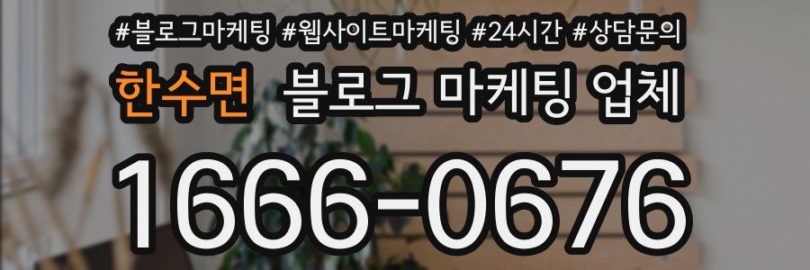 한수면 블로그 마케팅 업체