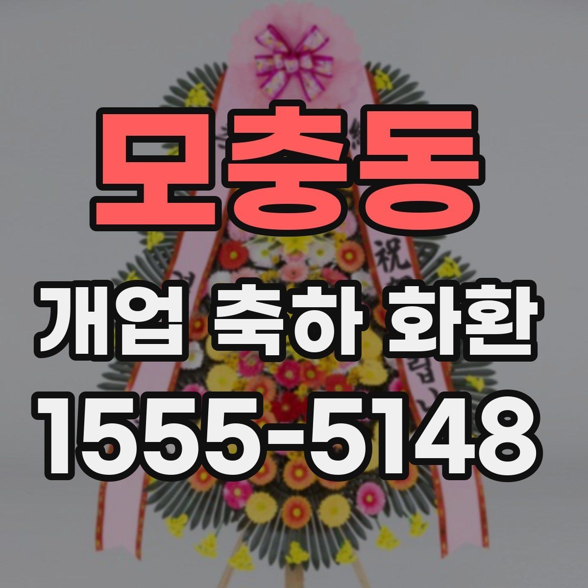 모충동 개업 축하 화환 한눈에 보기 좋은 구성