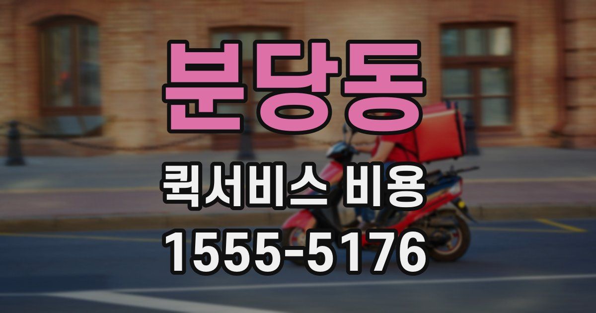 분당동 퀵서비스 비용