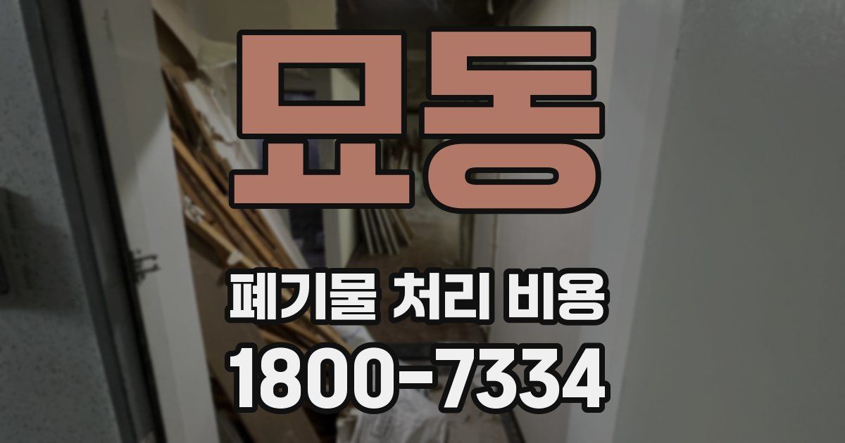 묘동 폐기물 처리 비용
