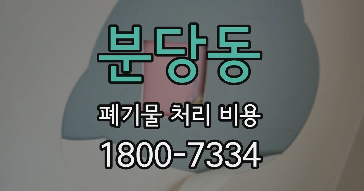 분당동 폐기물 처리 비용