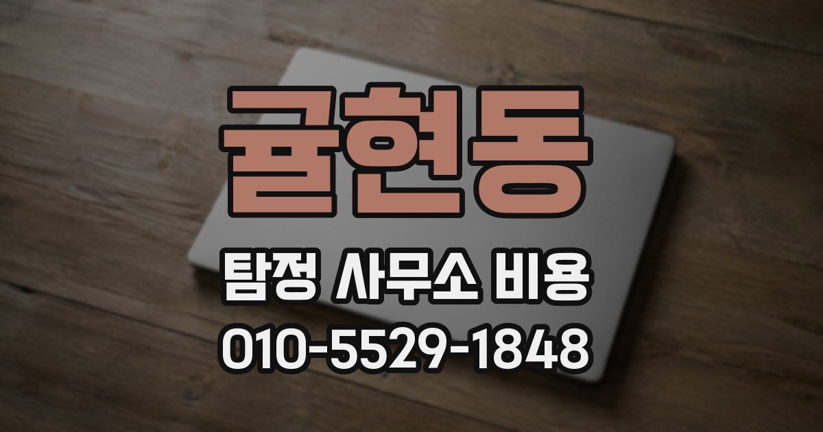 귤현동 탐정 사무소 비용