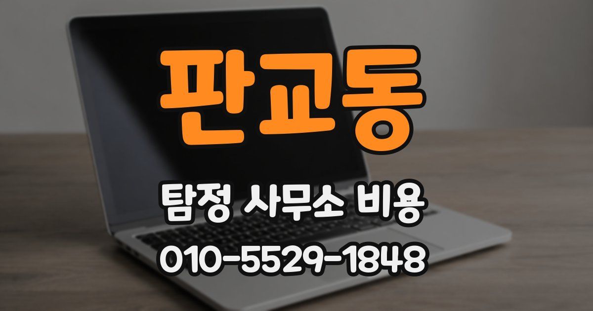 판교동 탐정 사무소 비용