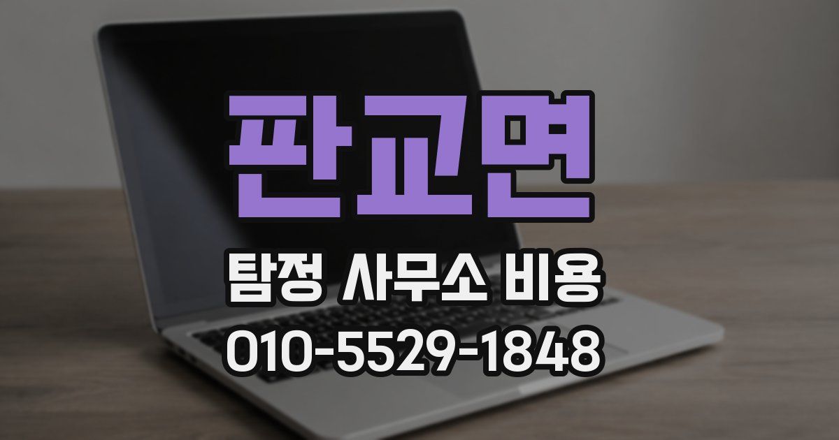판교면 탐정 사무소 비용