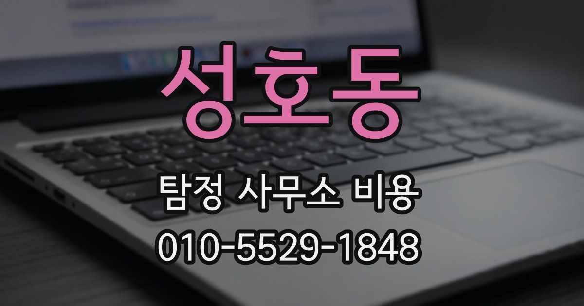 성호동 탐정 사무소 비용
