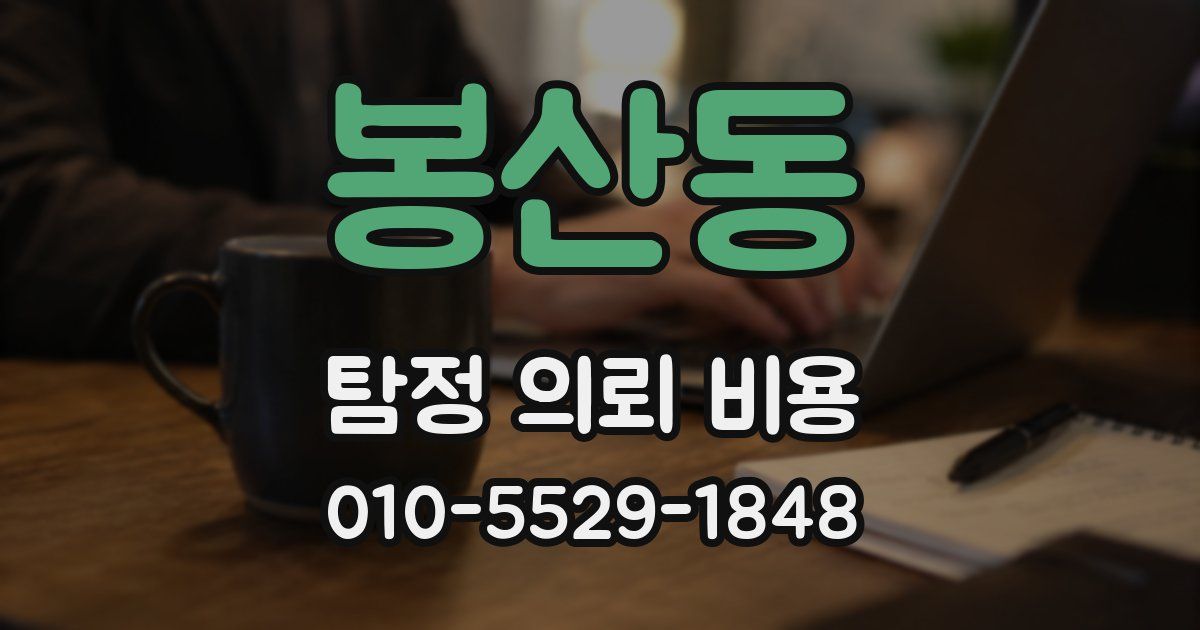 봉산동 탐정 의뢰 비용