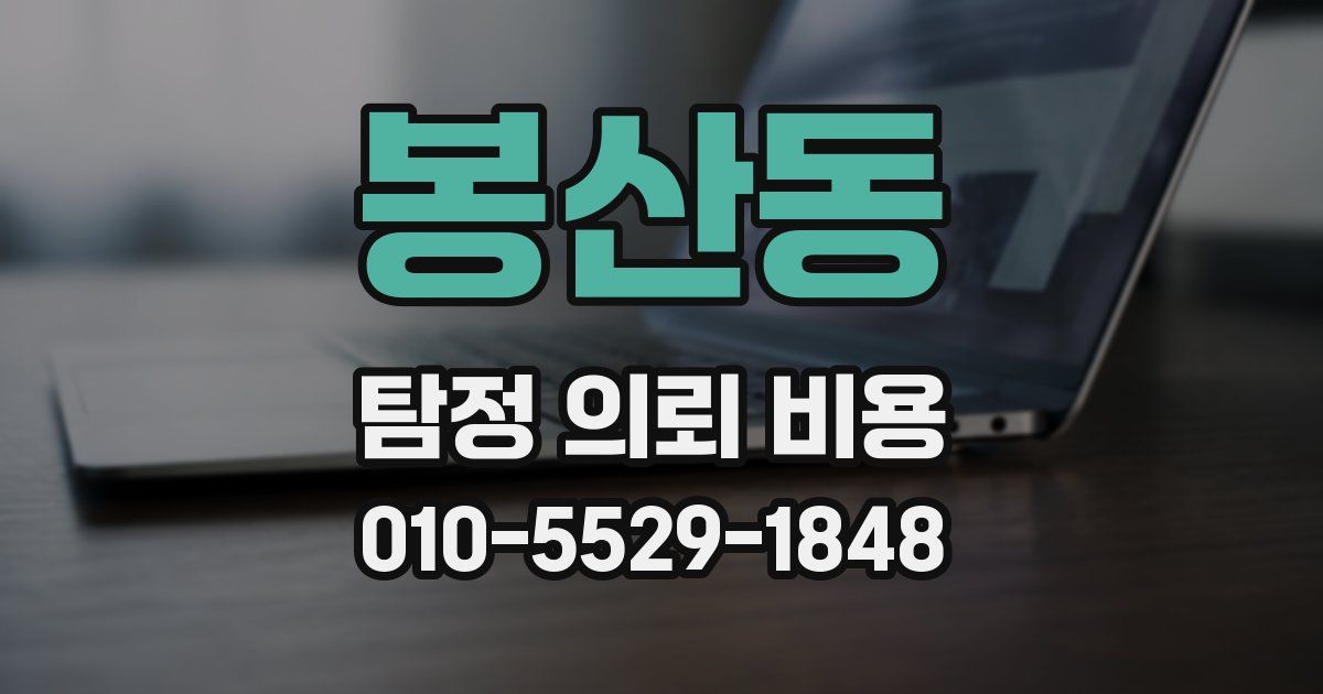봉산동 탐정 의뢰 비용