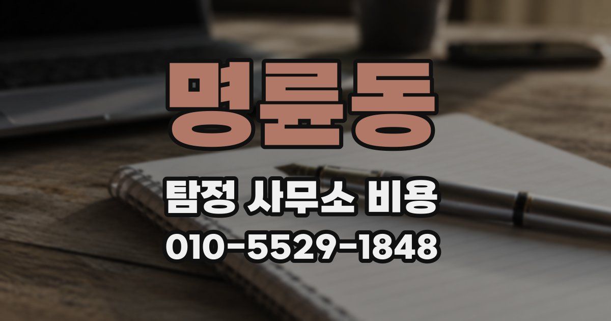 명륜동 탐정 사무소 비용