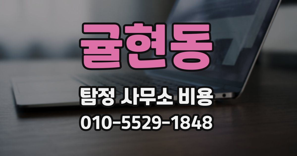 귤현동 탐정 사무소 비용