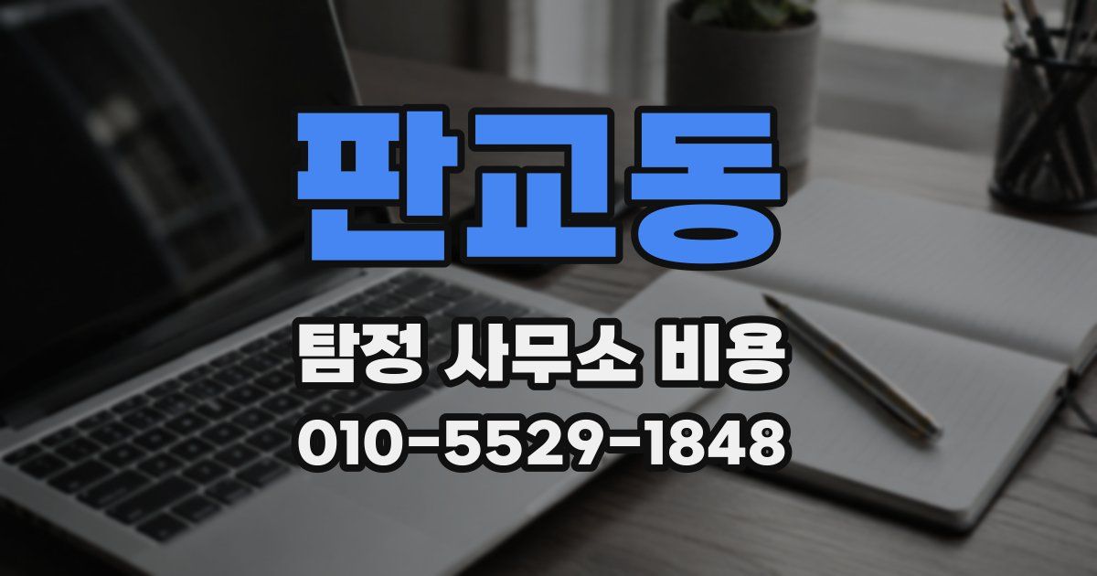 판교동 탐정 사무소 비용