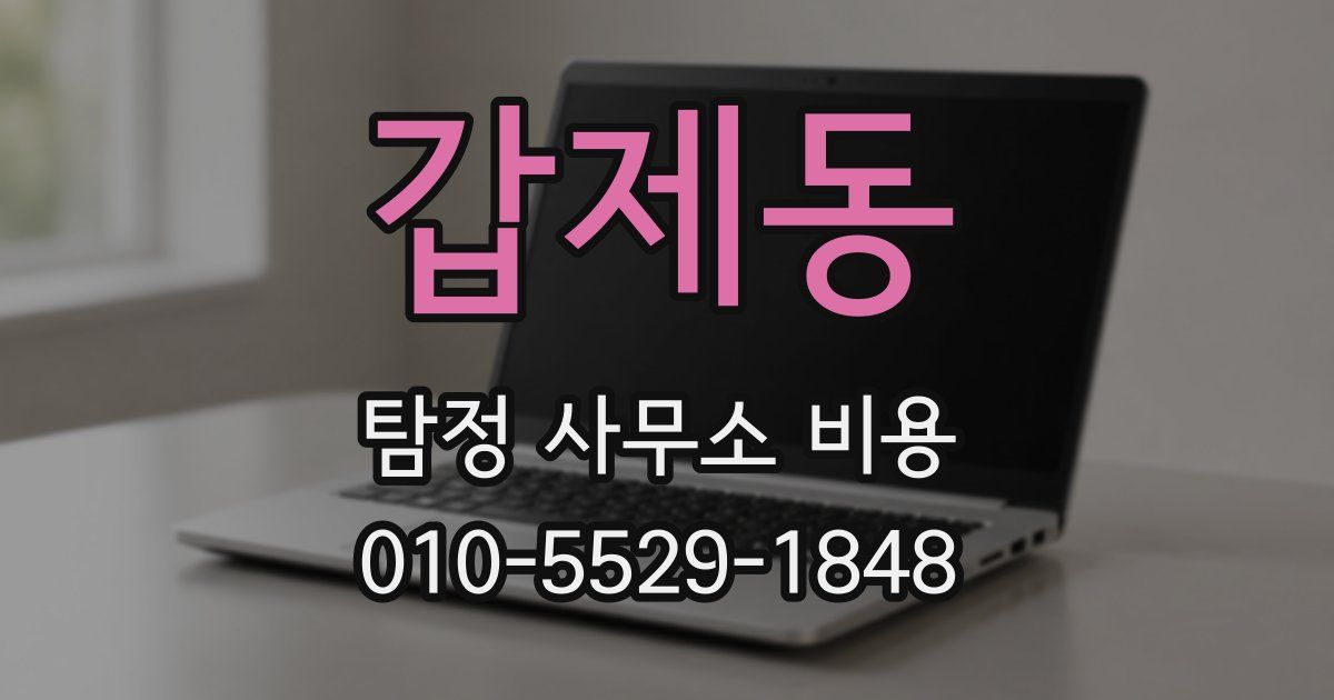 갑제동 탐정 사무소 비용