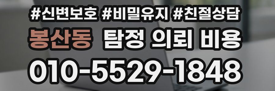 봉산동 탐정 의뢰 비용