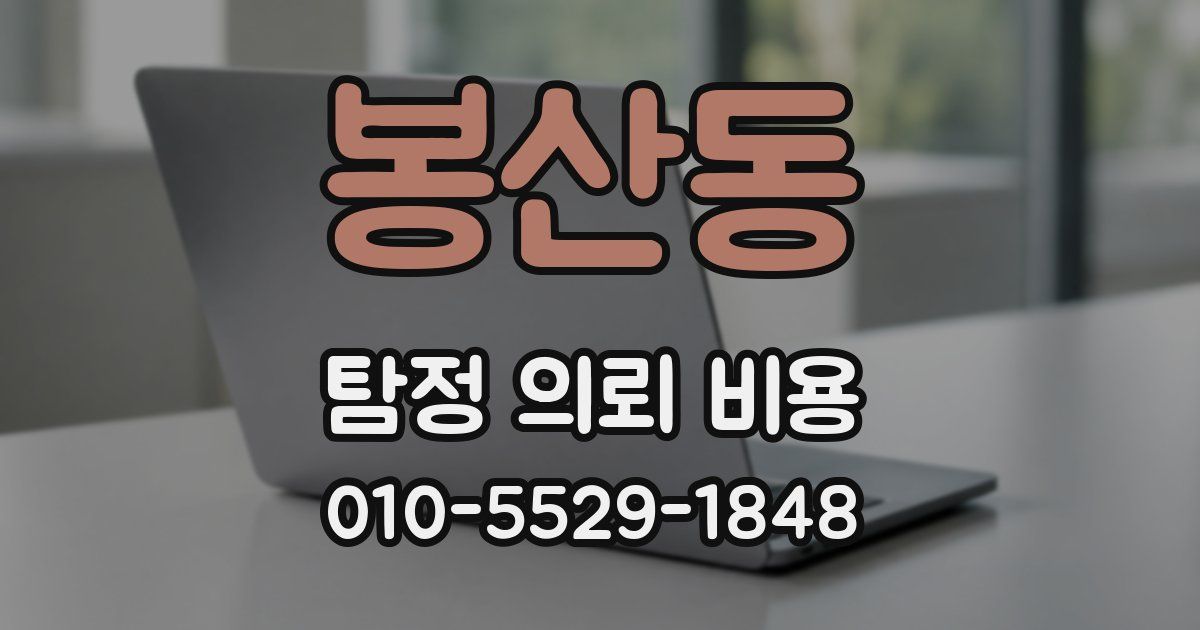 봉산동 탐정 의뢰 비용