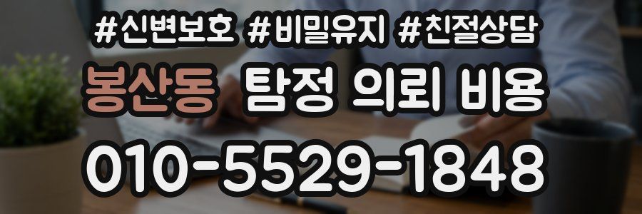 봉산동 탐정 의뢰 비용