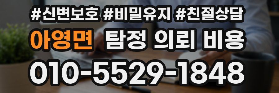 아영면 탐정 의뢰 비용