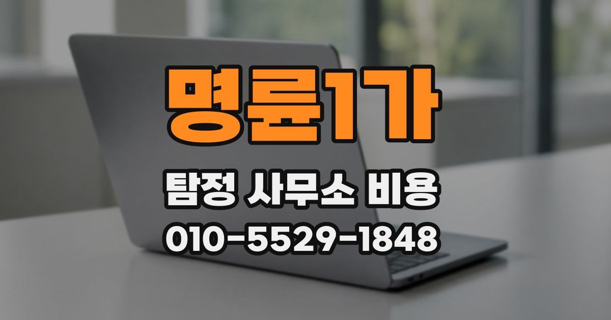 명륜1가 탐정 사무소 비용