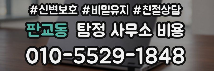 판교동 탐정 사무소 비용