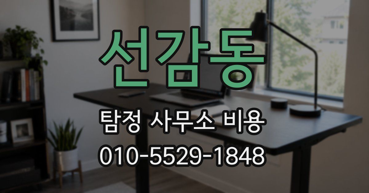 선감동 탐정 사무소 비용