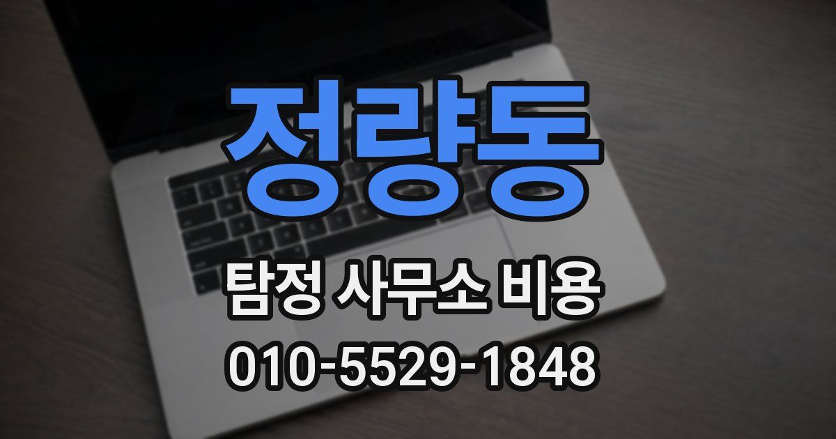 정량동 탐정 사무소 비용