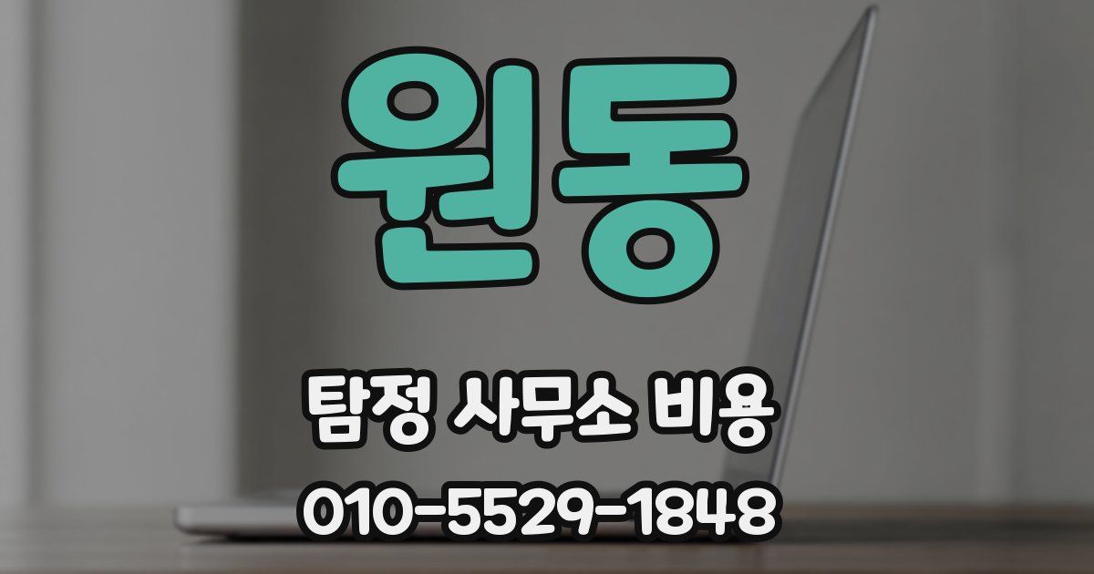 원동 탐정 사무소 비용