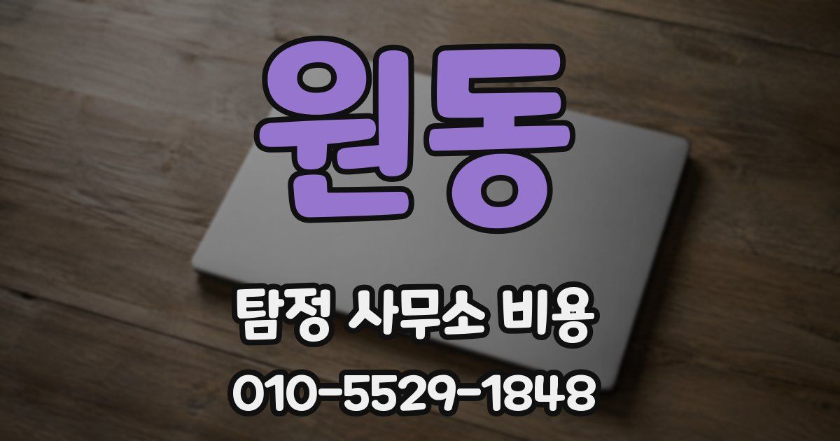 원동 탐정 사무소 비용