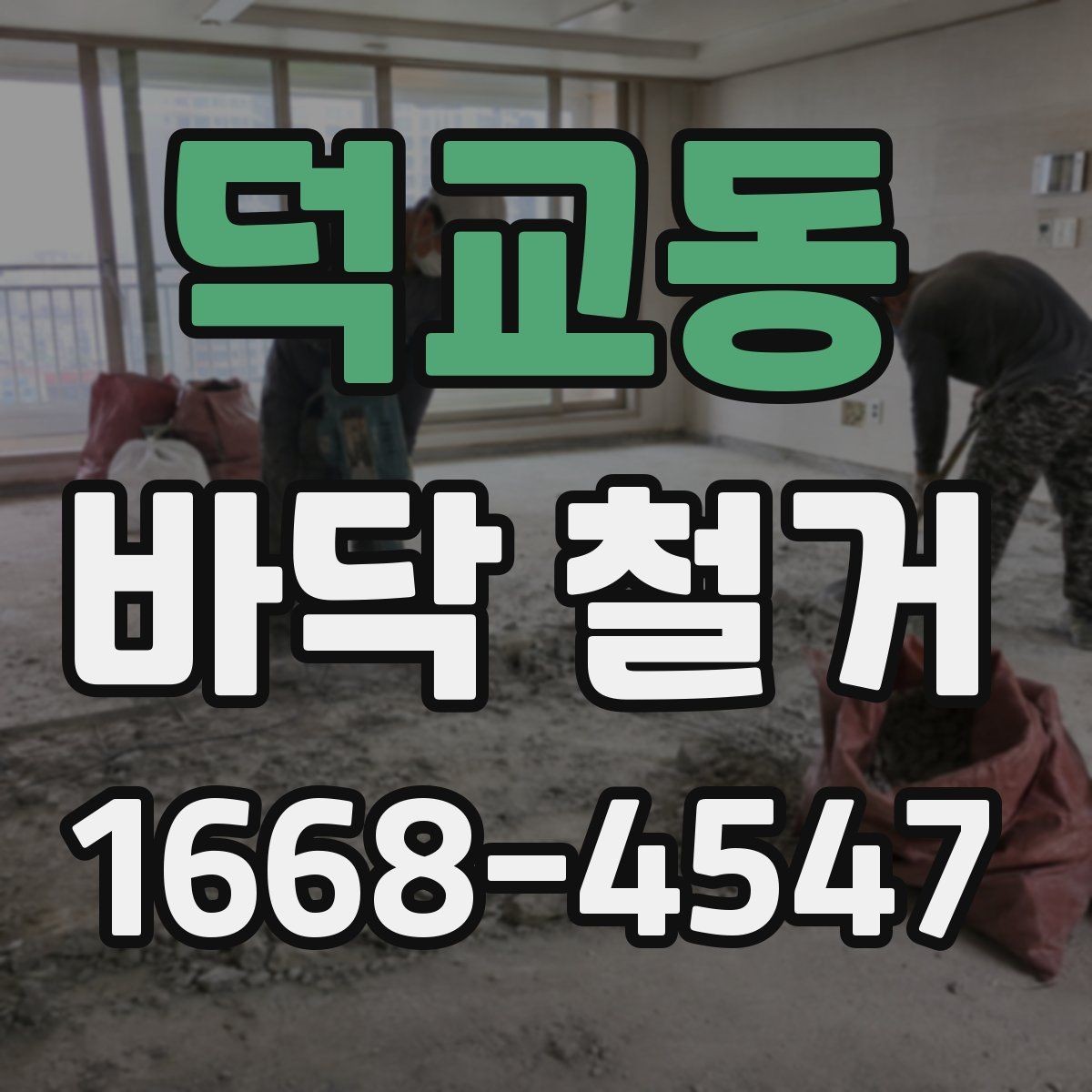 덕교동 바닥 철거 현장에서 인력과 장비 배치 보기