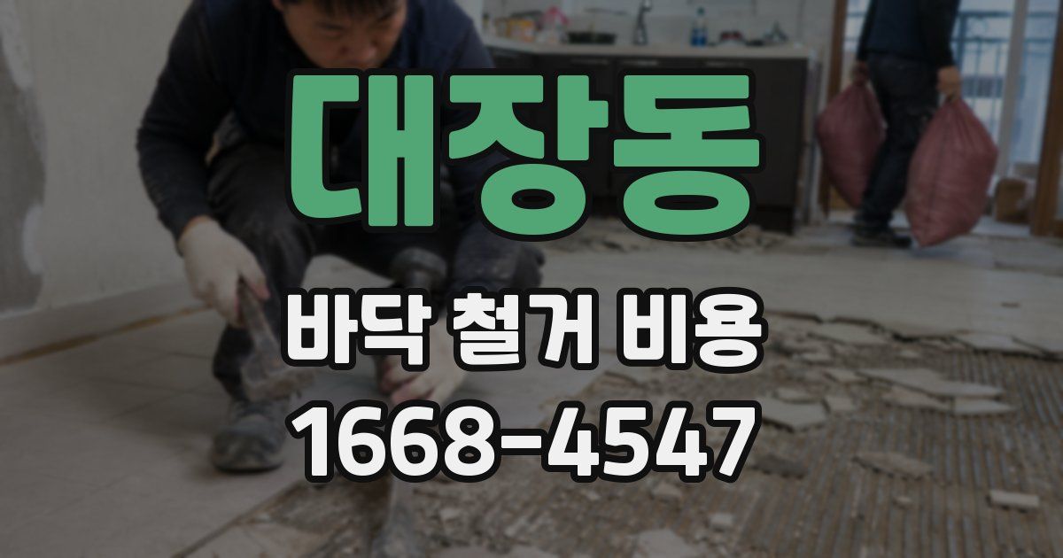 대장동 바닥 철거 비용