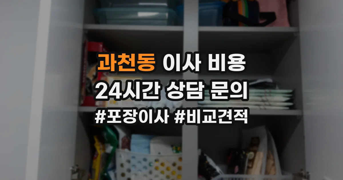 과천동 이사 비용
