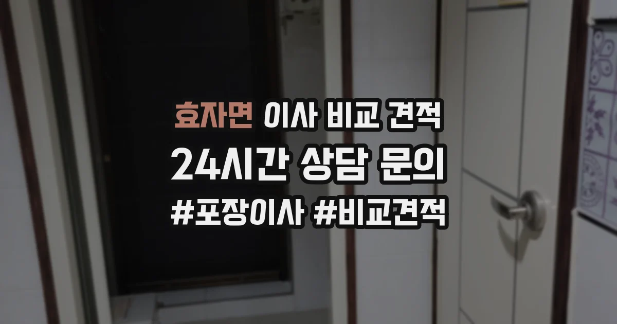 효자면 이사 비교 견적