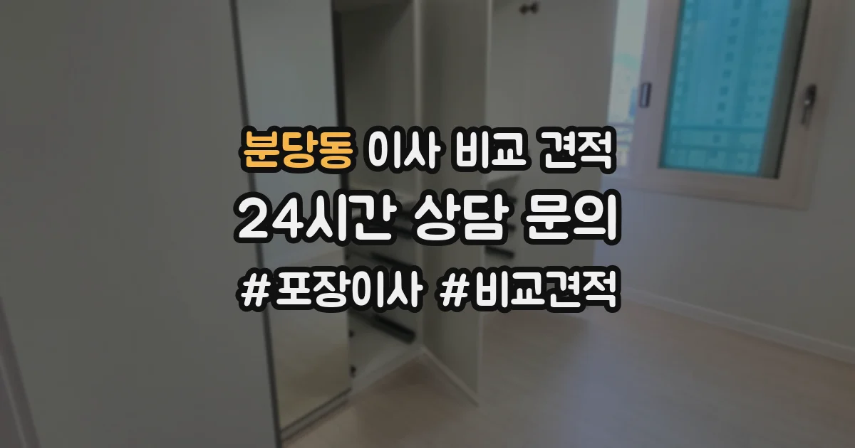 분당동 이사 비교 견적