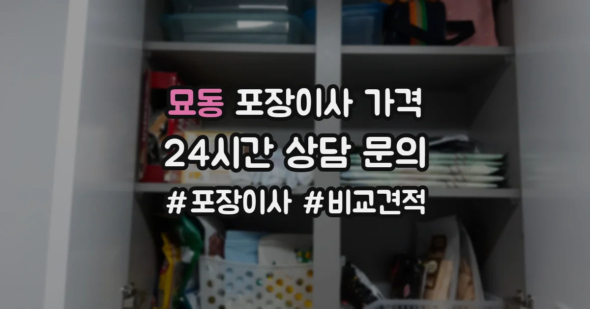 묘동 포장이사 가격