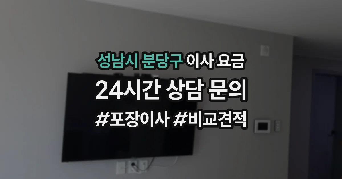 성남시 분당구 이사 요금