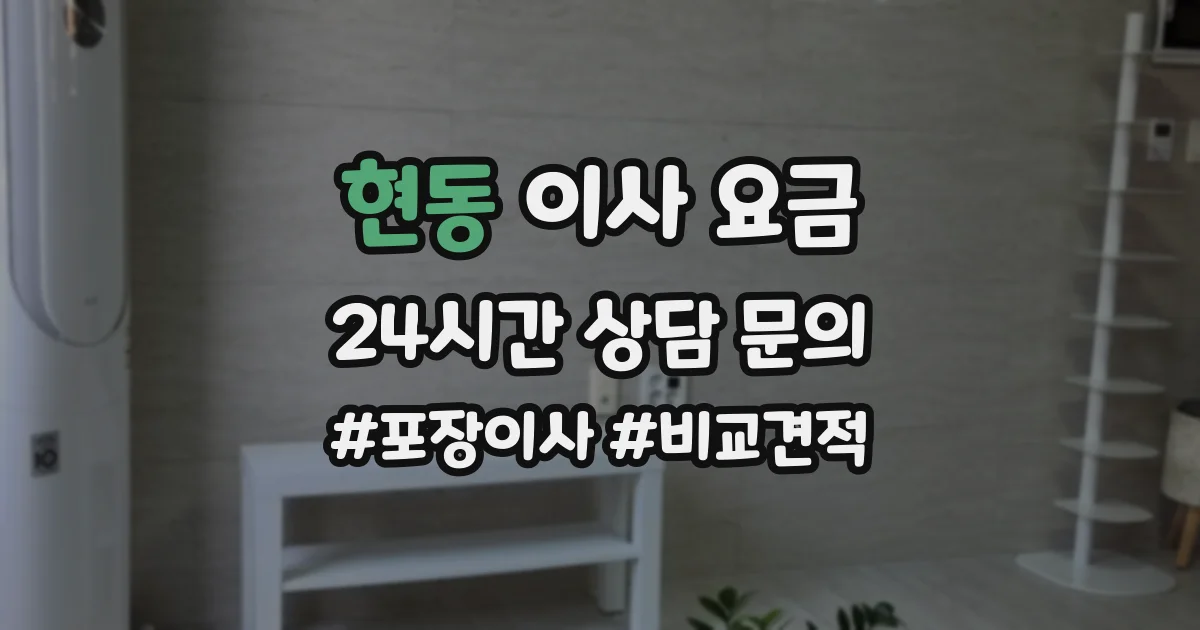 현동 이사 요금