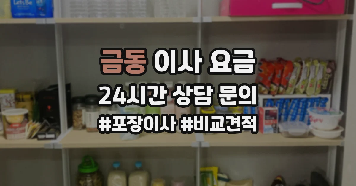 금동 이사 요금