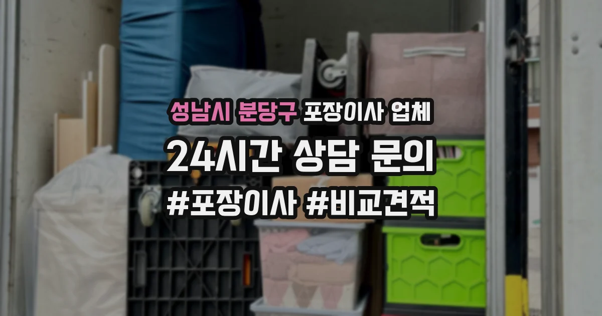 성남시 분당구 포장이사 업체
