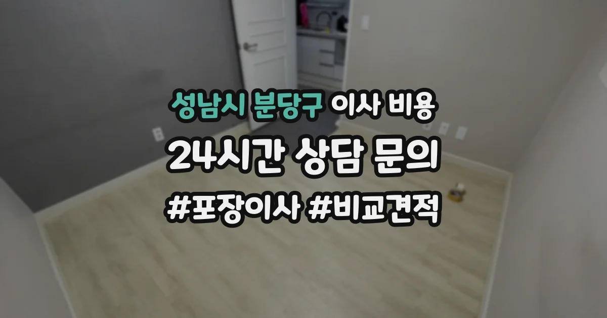 성남시 분당구 이사 비용