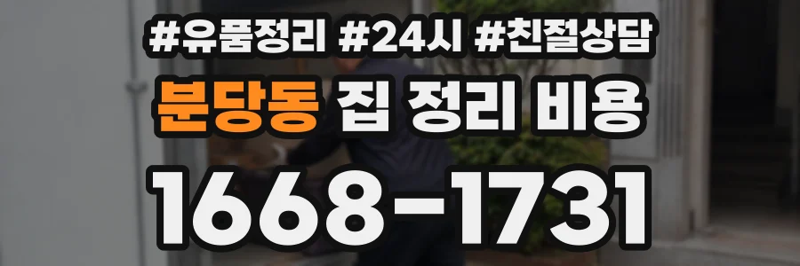 분당동 집 정리 비용