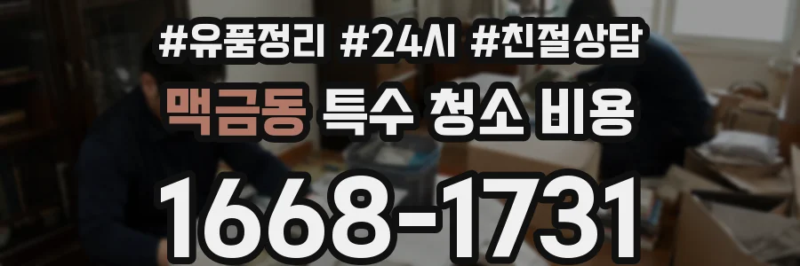 맥금동 특수 청소 비용