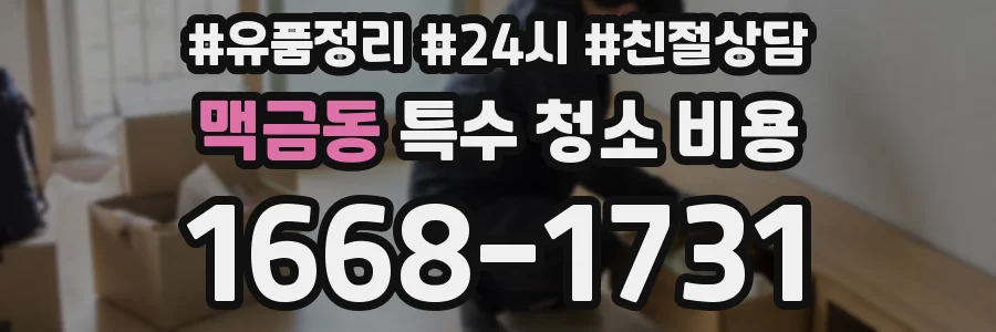 맥금동 특수 청소 비용