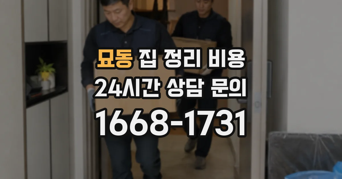 묘동 집 정리 비용