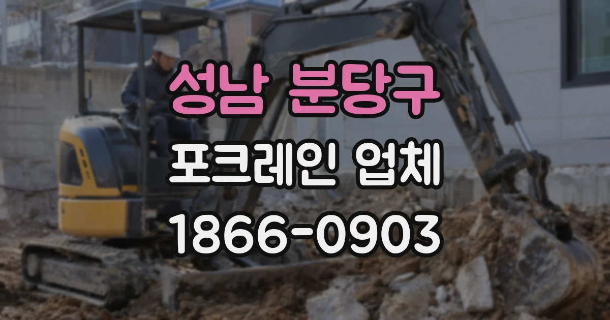 성남 분당구 포크레인 업체