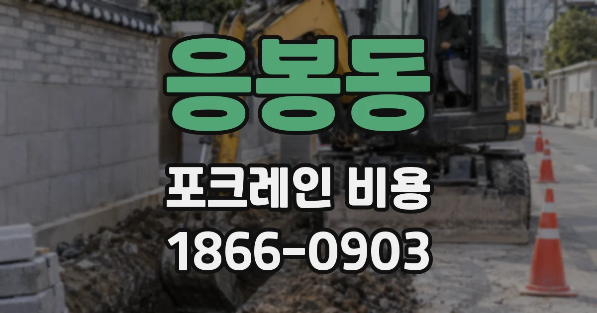 응봉동 포크레인 비용