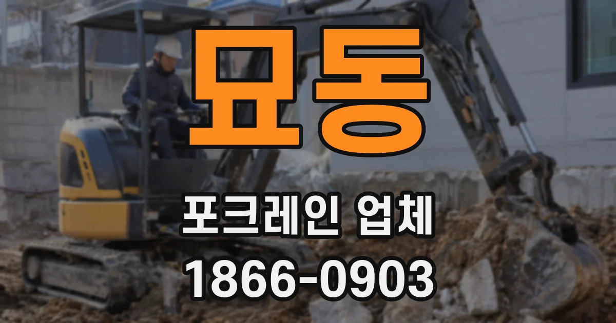 묘동 포크레인 업체