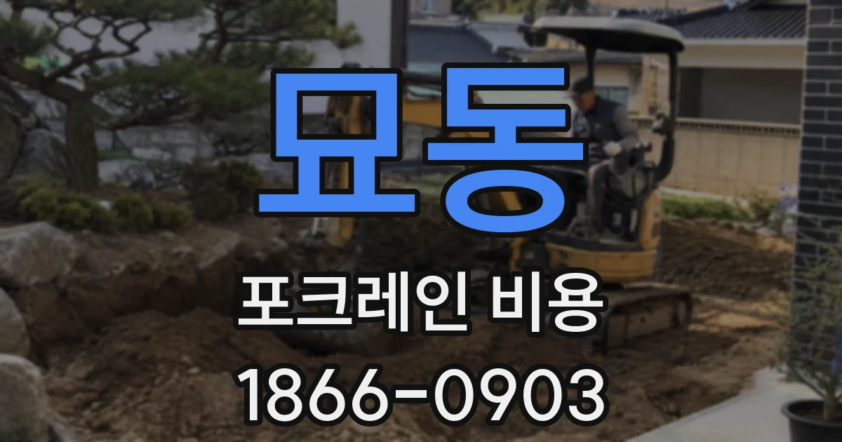 묘동 포크레인 비용