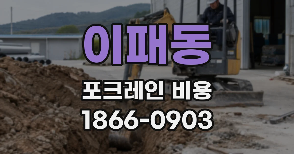 이패동 포크레인 비용