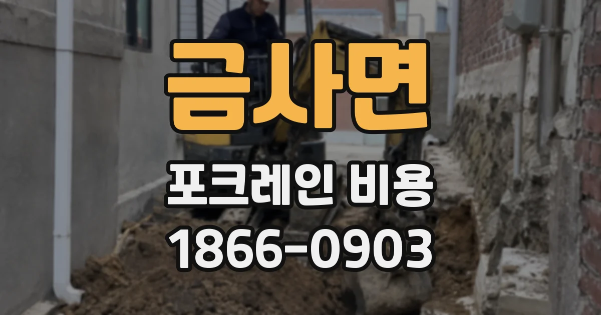 금사면 포크레인 비용