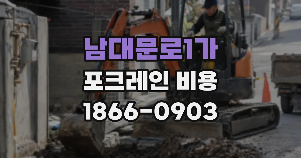 남대문로1가 포크레인 비용