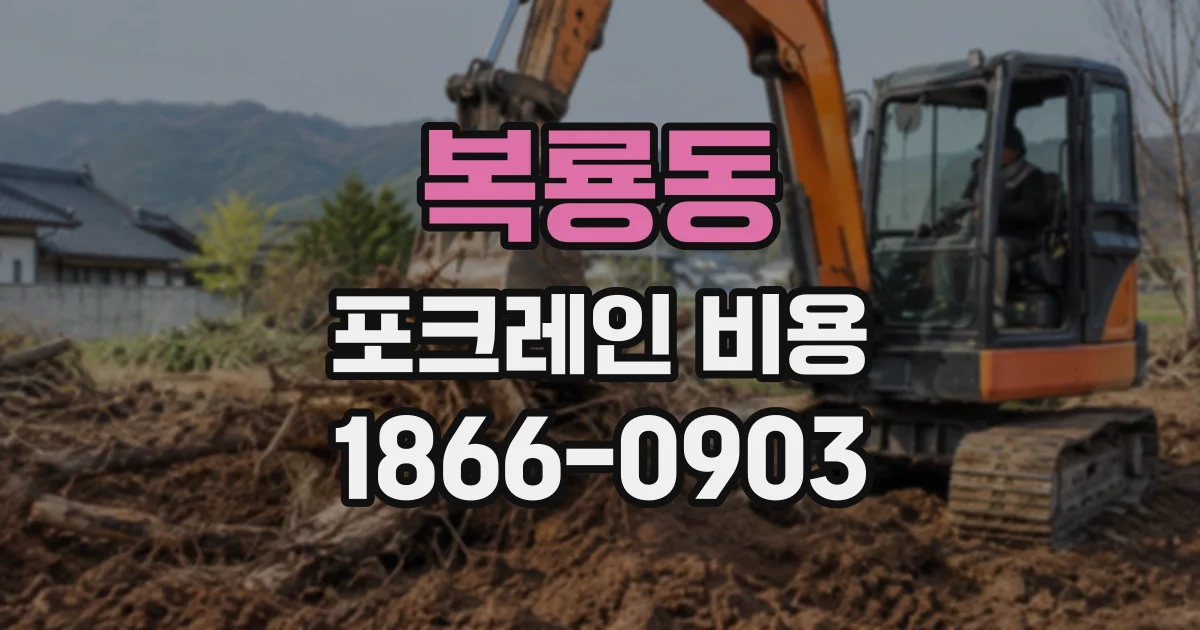 복룡동 포크레인비용